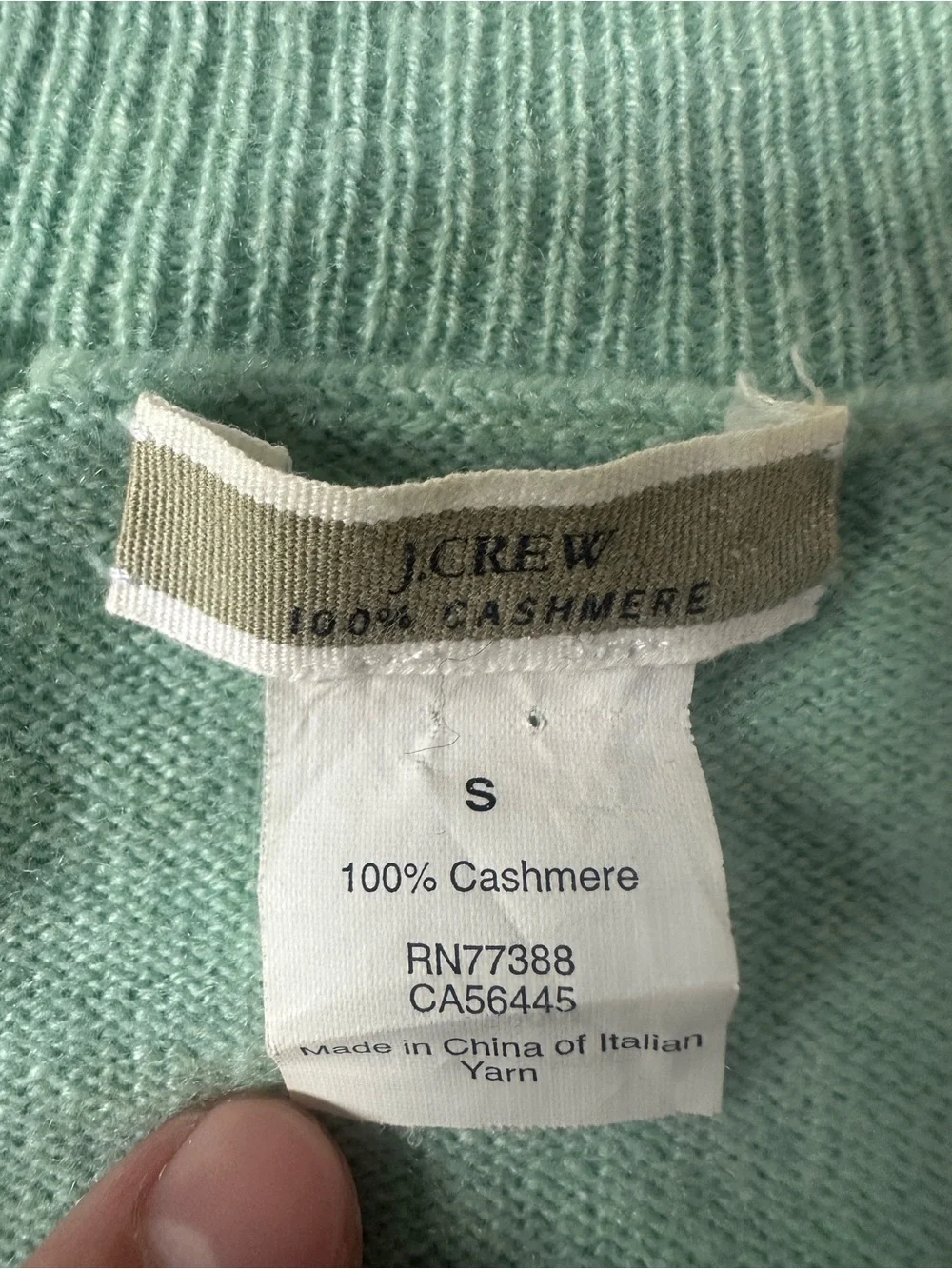 J.Crew 100% Cashmere Sweater Women’s Small Green V Neck Long Sleeve Pullover